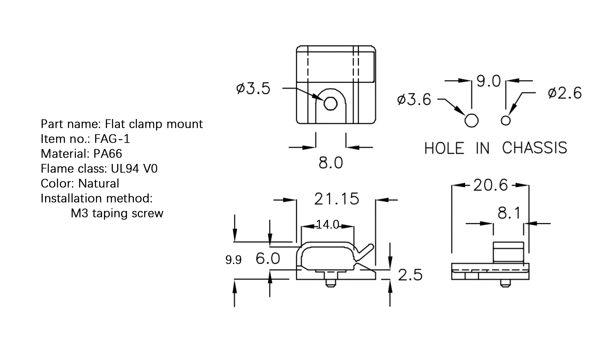 Flat Cable Clamp FAG-1